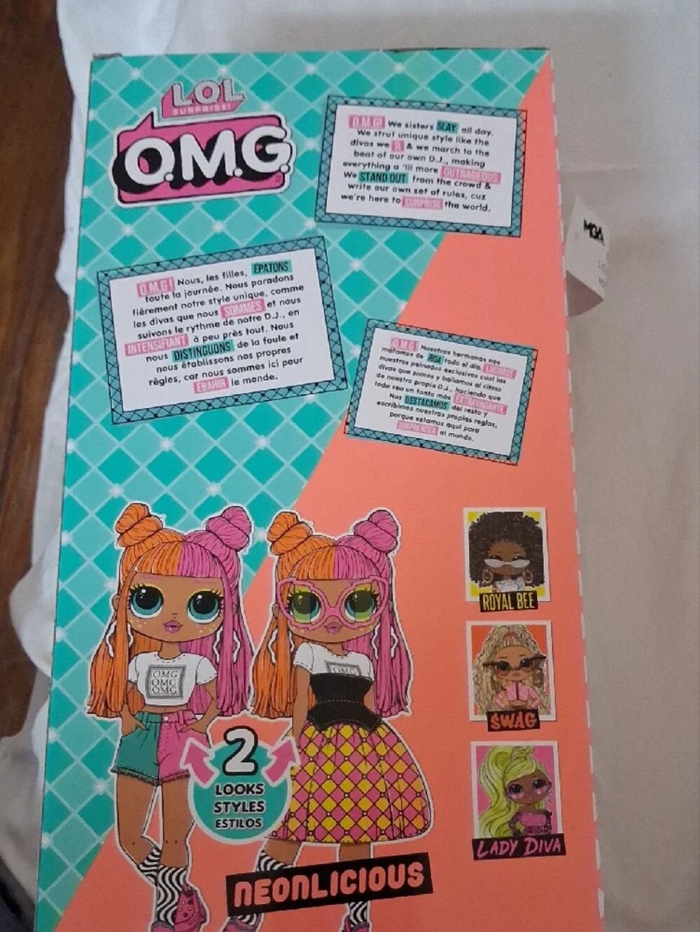 Neonlicious OMG Fashion Doll - Neon Orange & Hot Pink Hair, Yellow Diamond Skirt